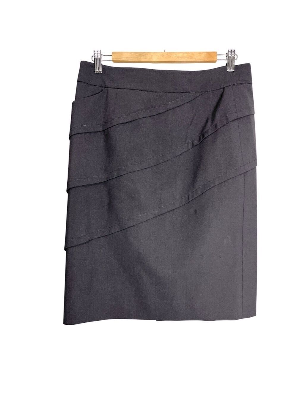 Per Se Wool Grey Tiered Pencil Skirt, size 8